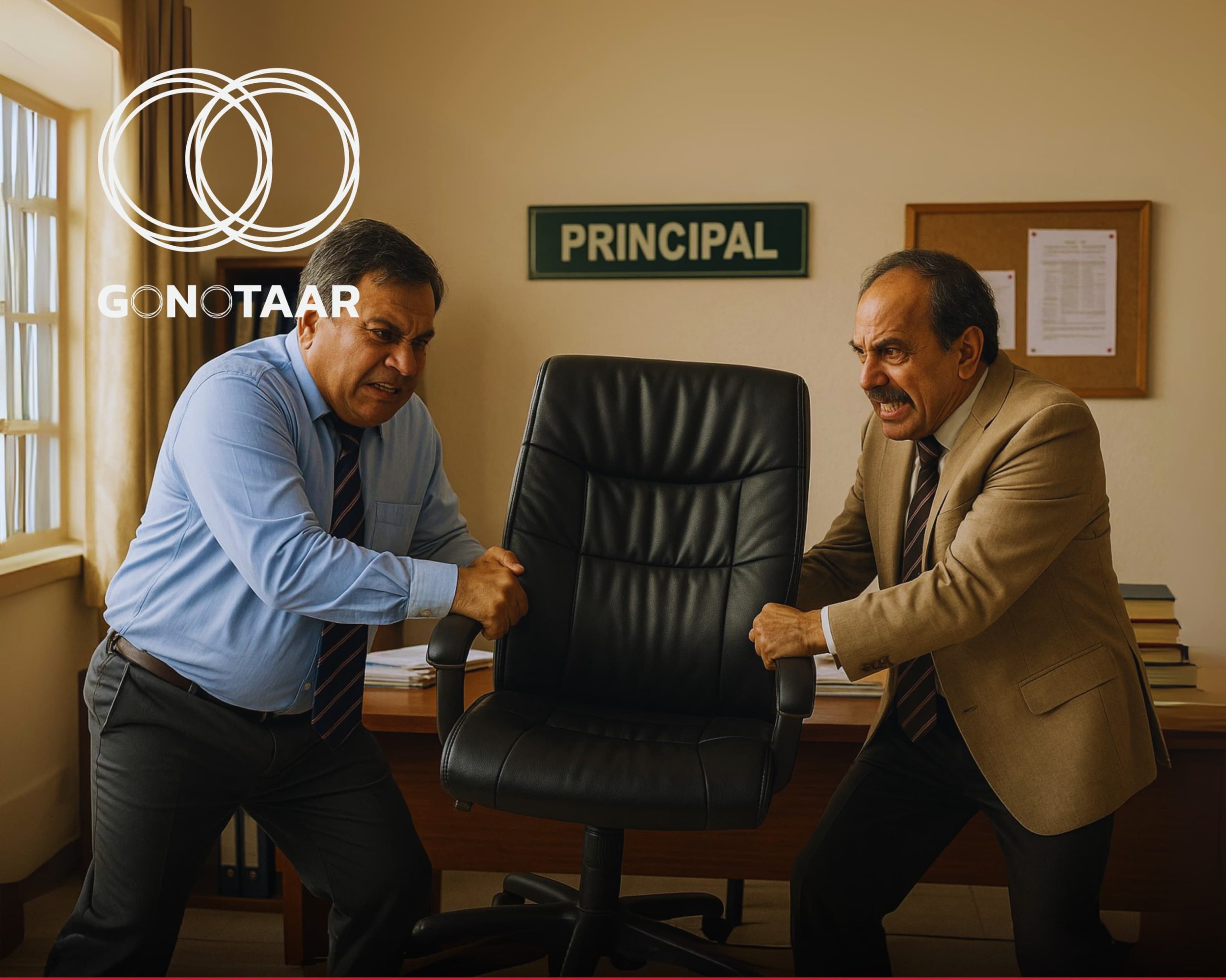 Conflict over the post of principal: two teachers fight over a chair